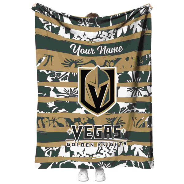 personalized vegas golden knights floral stripes tan white blanket best selling