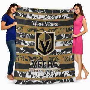 personalized vegas golden knights floral stripes tan white blanket fashion forward