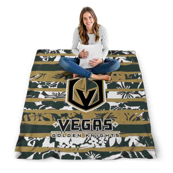 personalized vegas golden knights floral stripes tan white blanket high quality