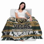 personalized vegas golden knights floral stripes tan white blanket latest model