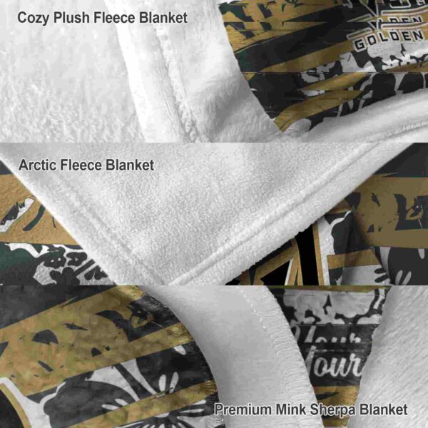 personalized vegas golden knights floral stripes tan white blanket premium grade
