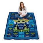 personalized villanova wildcats baby yoda navy blanket high quality