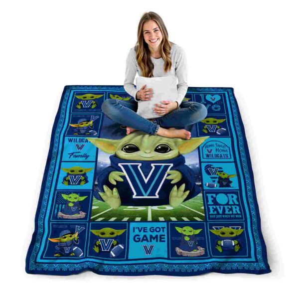 personalized villanova wildcats baby yoda navy blanket high quality