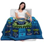 personalized villanova wildcats baby yoda navy blanket latest model