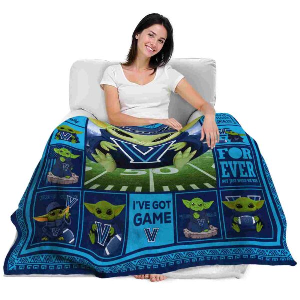 personalized villanova wildcats baby yoda navy blanket latest model