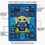 personalized villanova wildcats baby yoda navy blanket new arrival