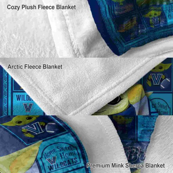 personalized villanova wildcats baby yoda navy blanket premium grade