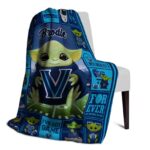 personalized villanova wildcats baby yoda navy blanket top rated
