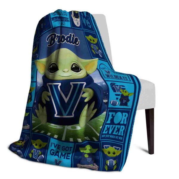 personalized villanova wildcats baby yoda navy blanket top rated