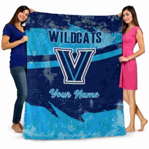 personalized villanova wildcats grunge streaks navy blanket fashion forward