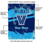 personalized villanova wildcats grunge streaks navy blanket new arrival