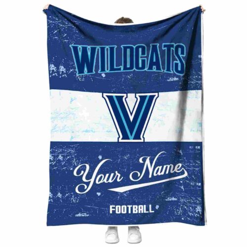 personalized villanova wildcats grunge texture navy white blanket best selling