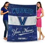 personalized villanova wildcats grunge texture navy white blanket best selling