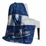 personalized villanova wildcats grunge texture navy white blanket best selling