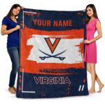 personalized virginia cavaliers paint strokes blue white blanket best selling