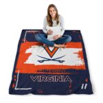 personalized virginia cavaliers paint strokes blue white blanket best selling