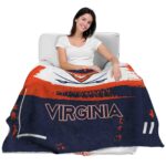 personalized virginia cavaliers paint strokes blue white blanket best selling