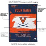 personalized virginia cavaliers paint strokes blue white blanket best selling