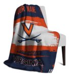 personalized virginia cavaliers paint strokes blue white blanket best selling