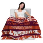 personalized virginia tech hokies floral stripes maroon white blanket best selling
