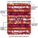 personalized virginia tech hokies floral stripes maroon white blanket best selling