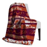 personalized virginia tech hokies floral stripes maroon white blanket best selling
