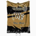 personalized wake forest demon deacons grunge streaks gold blanket best selling