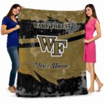 personalized wake forest demon deacons grunge streaks gold blanket best selling