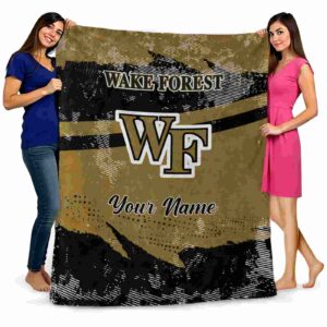 personalized wake forest demon deacons grunge streaks gold blanket fashion forward
