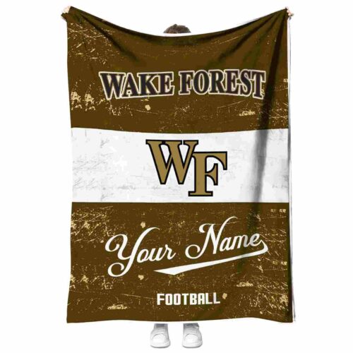personalized wake forest demon deacons grunge texture gold white blanket best selling