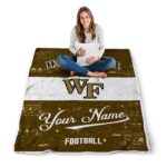 personalized wake forest demon deacons grunge texture gold white blanket high quality