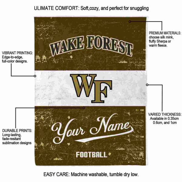 personalized wake forest demon deacons grunge texture gold white blanket new arrival