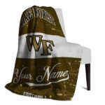 personalized wake forest demon deacons grunge texture gold white blanket top rated