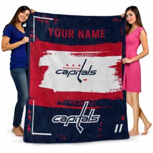 personalized washington capitals paint strokes blue white blanket fashion forward