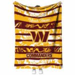 personalized washington commanders floral stripes burgundy white blanket best selling