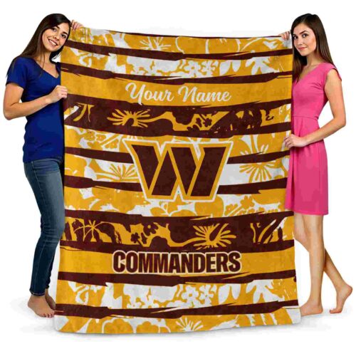 personalized washington commanders floral stripes burgundy white blanket fashion forward
