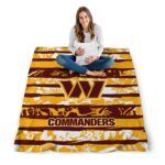personalized washington commanders floral stripes burgundy white blanket best selling