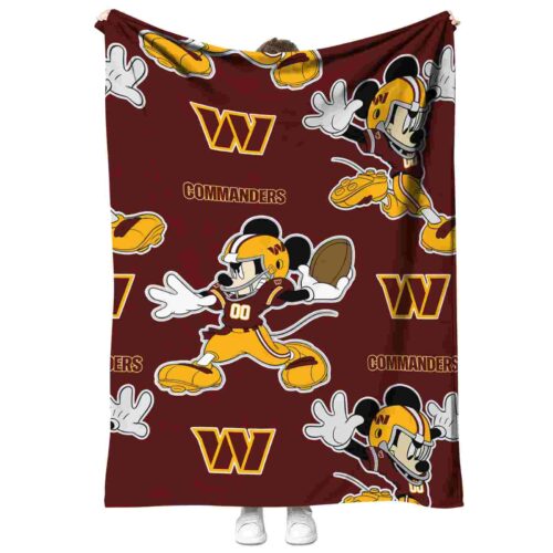 personalized washington commanders mickey burgundy blanket best selling