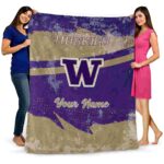 personalized washington huskies grunge streaks purple blanket best selling