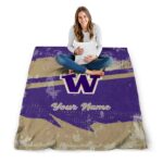 personalized washington huskies grunge streaks purple blanket best selling