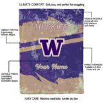 personalized washington huskies grunge streaks purple blanket best selling