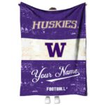 personalized washington huskies grunge texture purple white blanket best selling