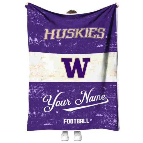 personalized washington huskies grunge texture purple white blanket best selling
