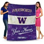 personalized washington huskies grunge texture purple white blanket best selling