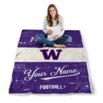 personalized washington huskies grunge texture purple white blanket best selling