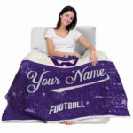 personalized washington huskies grunge texture purple white blanket best selling