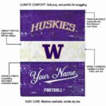 personalized washington huskies grunge texture purple white blanket best selling