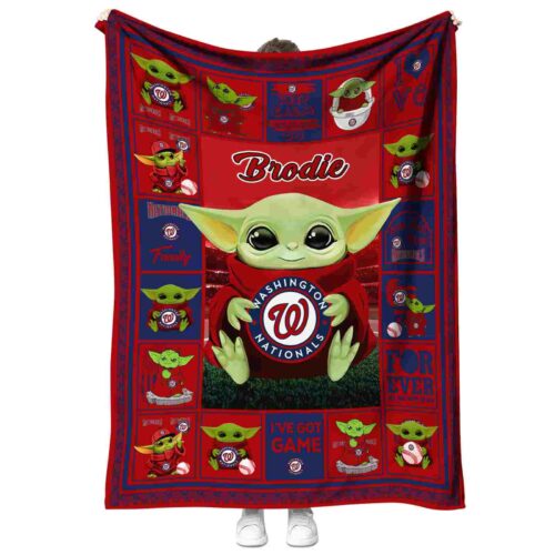 personalized washington nationals baby yoda red blanket best selling