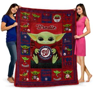 personalized washington nationals baby yoda red blanket fashion forward