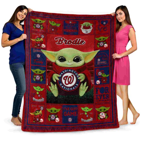 personalized washington nationals baby yoda red blanket fashion forward